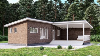Баня из газобетона 11 на 4 с террасой